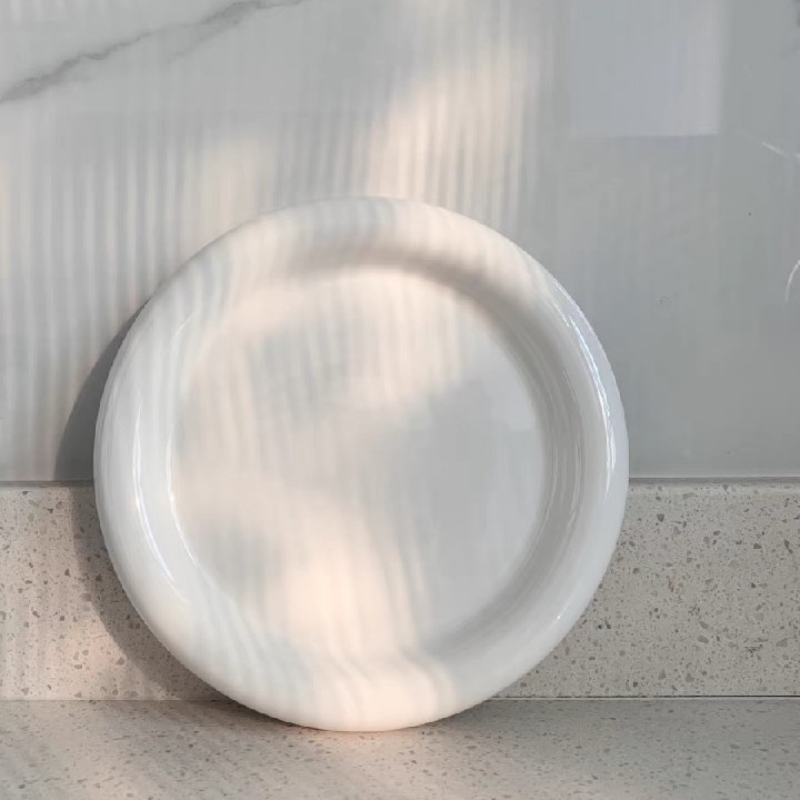 Title 1, Ceramic Round Edge Pure White Dessert Plate