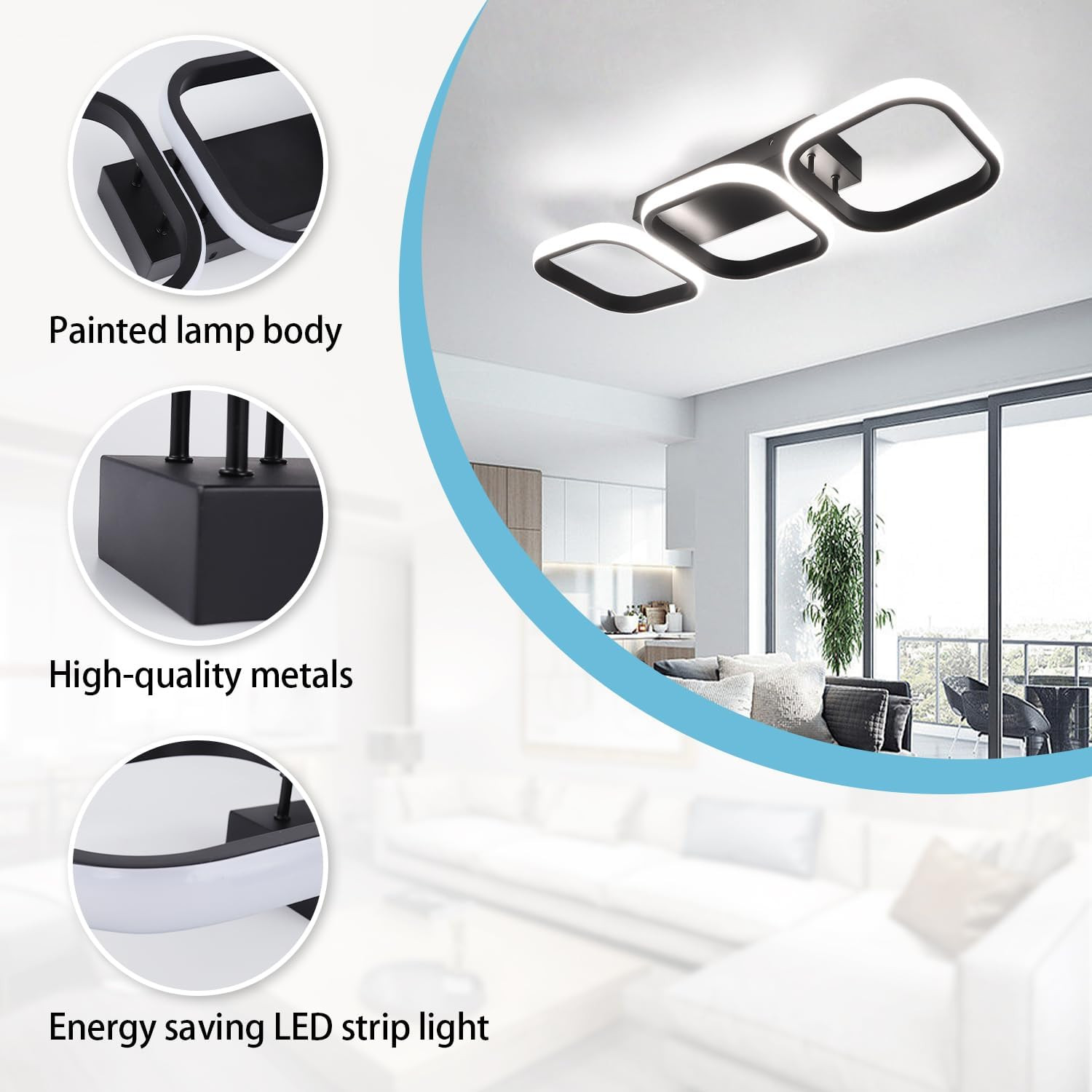 LED Ceiling Light Chic Lights Modern Kitchen Living Room Bedroom Lamp Dimmable — image 7