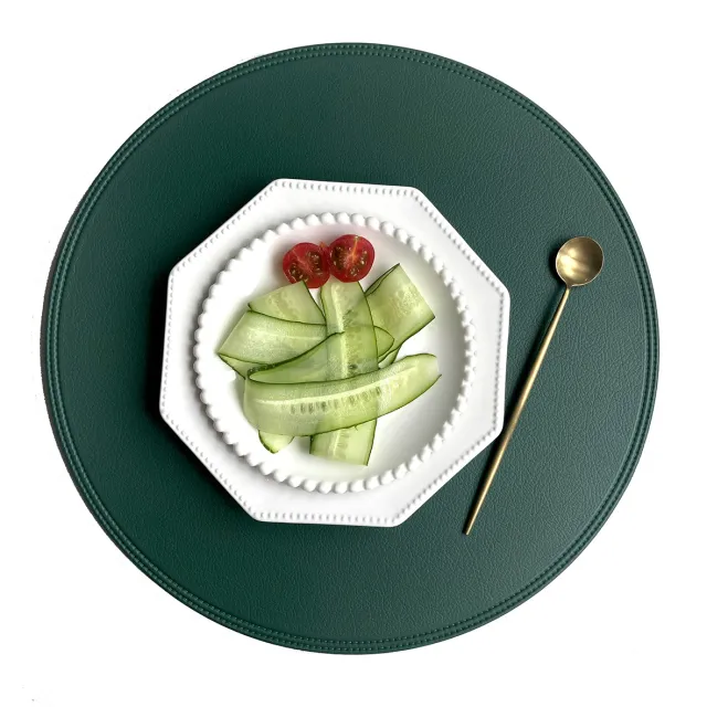 Imitation Leather Placemats, Placemats, Heat Insulation Placemats, Western Placemats Green Circle - Shop at LoveMi