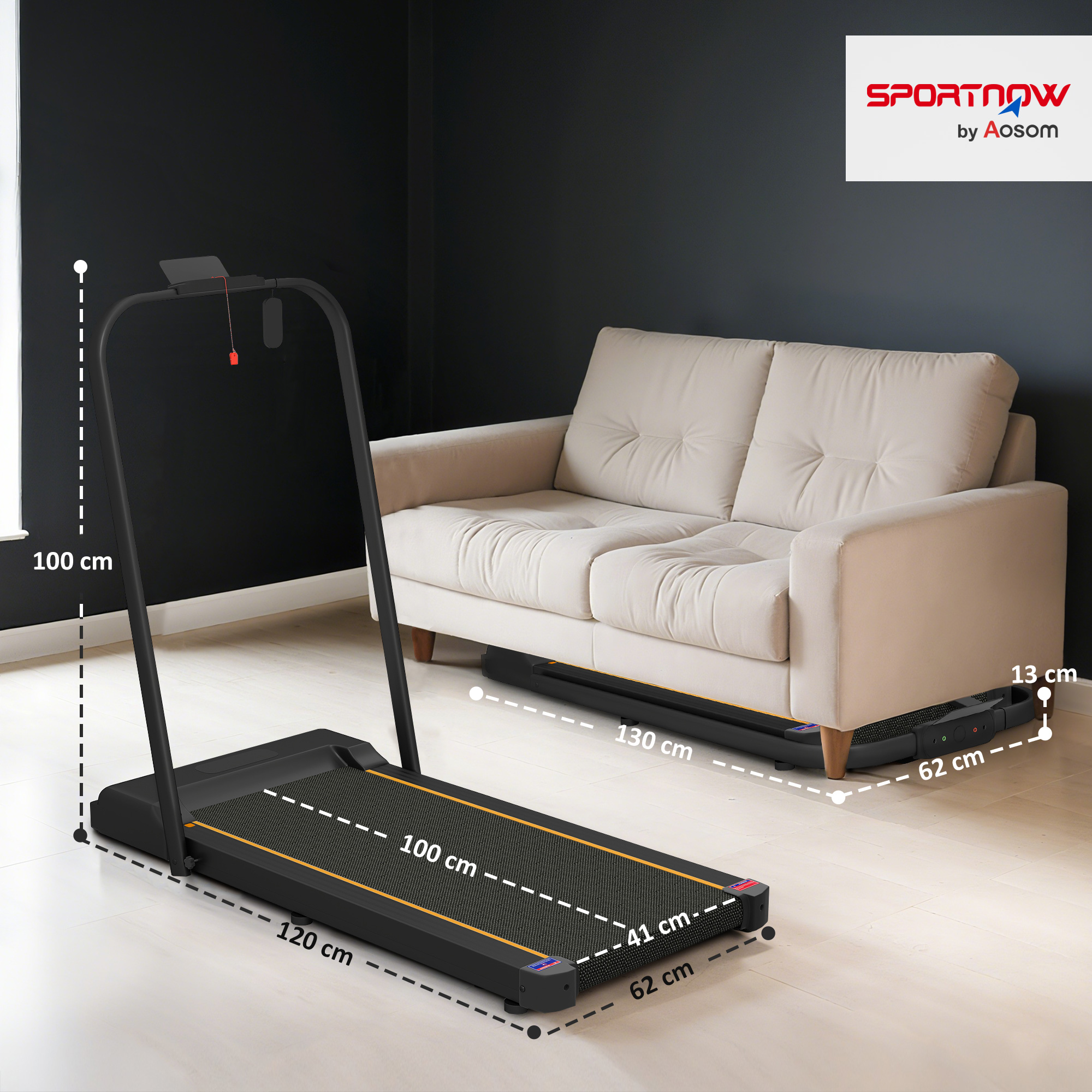 Orange-2.5-horsepower Walking Mat,1-6 Kilometers Per Hour Folding Treadmill — image 11