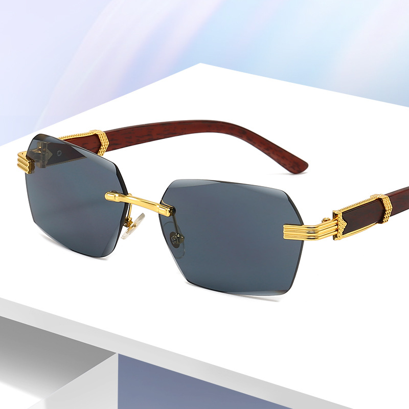 Men’s Clear Rimless Sunglasses With Diamond Cut Edges