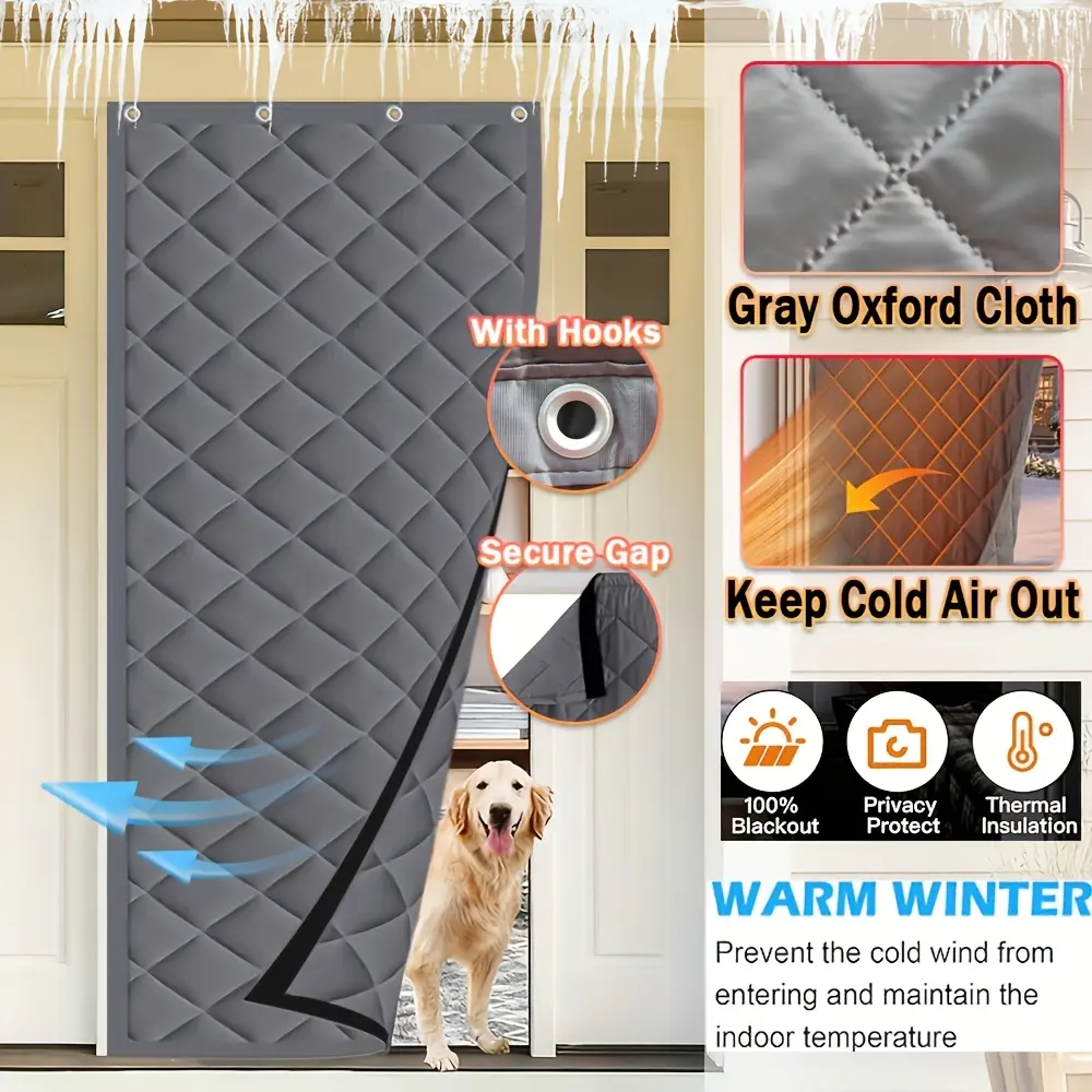 Winter Magnetic Quilted Door Curtain, Hook-style
