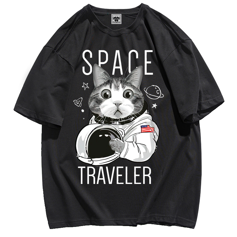 Astronaut Cat Graffiti Short Sleeve