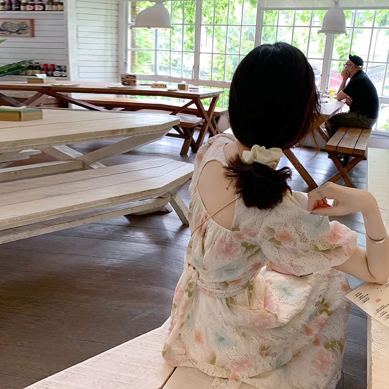 Floral Dress Gentle Wind French  Waist Super Fairy First Love Long Skirt