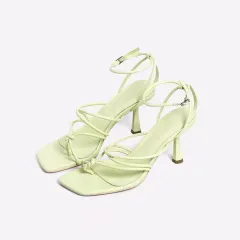 A Word Buckle All-match Simple Flip-flops High Heels Trend - Green - View 1