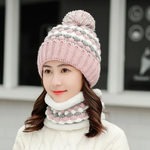 Knit Hat Sweet And Cute All Match Cycling Hood Women Light Pink - Shop at LoveMi