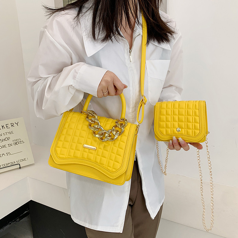 Ladies' New Fashion Rhombus Chain Plaid Messenger Bag