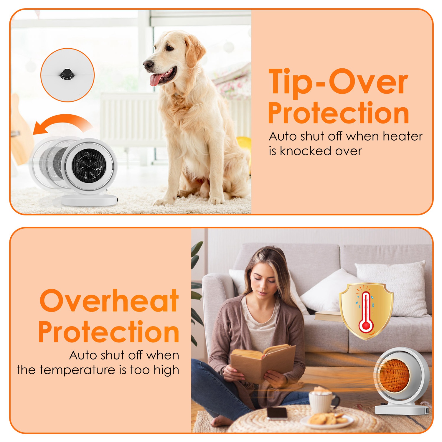 1Pc 380W Space Heater With 30 Degree Tilting Angle 3S Fast Heating Portable Desktop Electric Heater For Indoor Use With Overheat Protection Tip Over Protection For Home Office