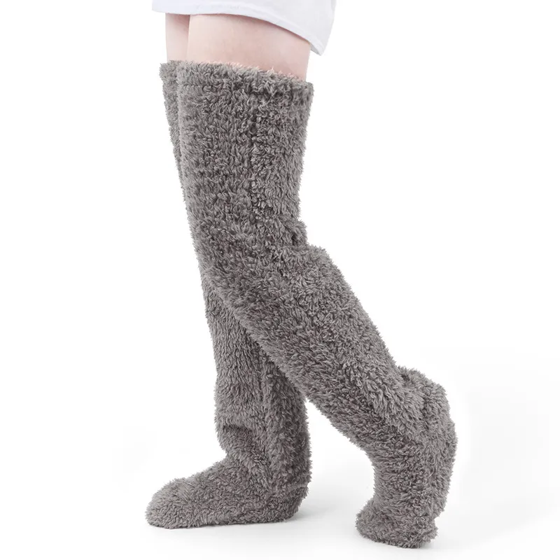Home Floor Socks Sleeping Coral Thickened And Fleece - Grey