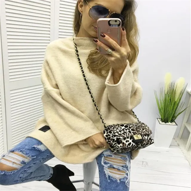 Casual Solid Color Long Sleeved Sweater For Women Beige - Shop at LoveMi