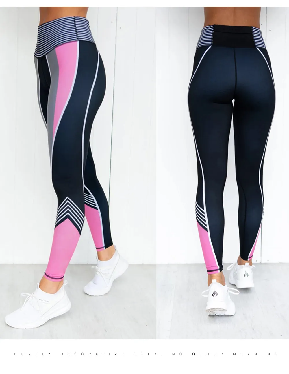 Colorblock 3D Digital Printing Sports Tight Fitness Polyester Pants - Black