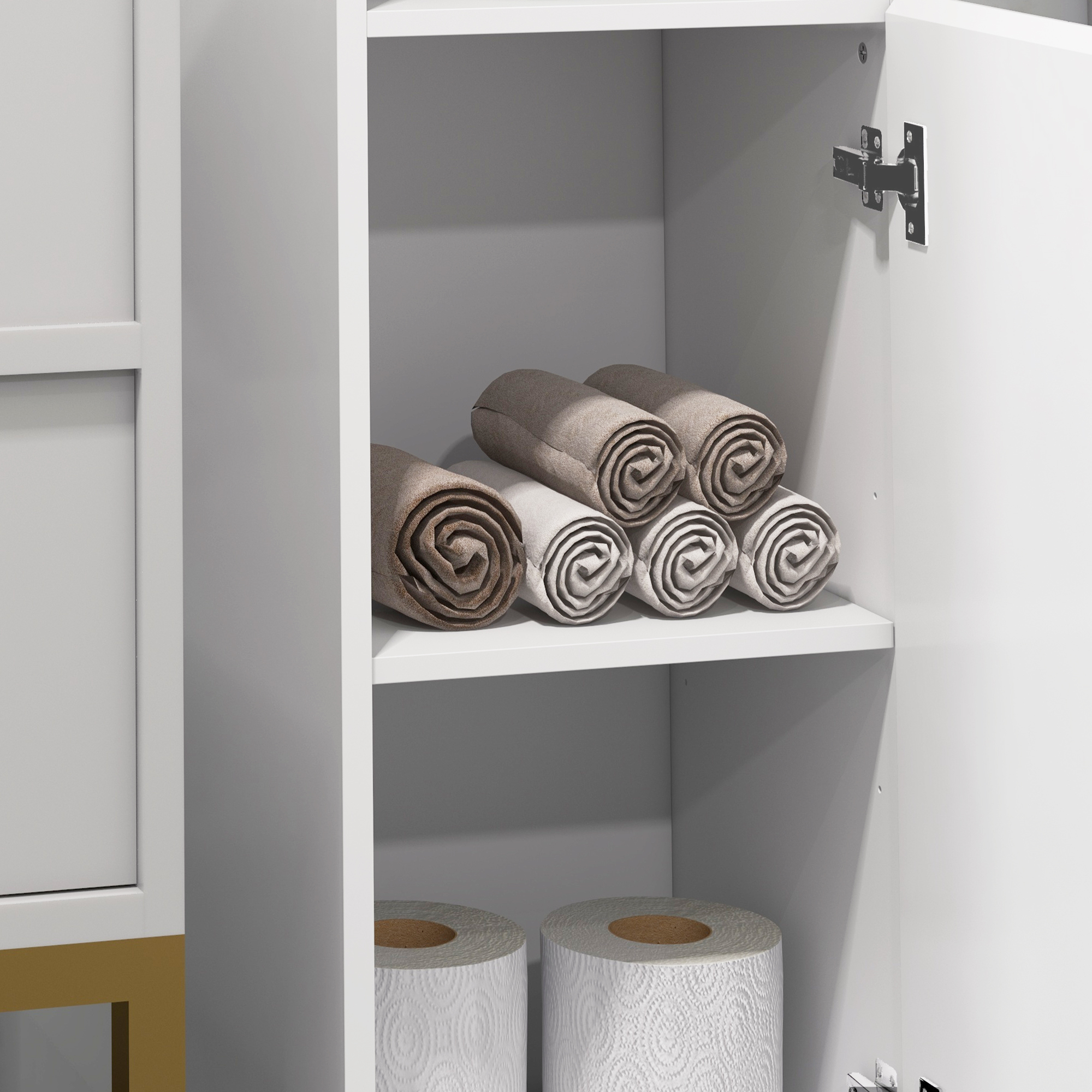 Independent Bathroom Cabinet, High Gloss Storage With Door And Adjustable — image 9