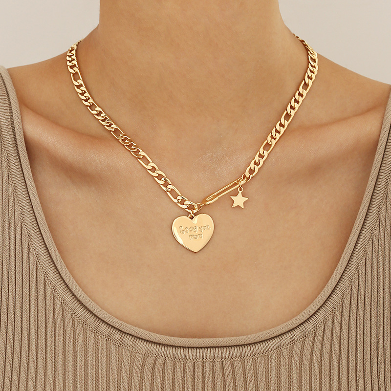 Simple Hundred Collocation Decorated With Hip Hop Cold Wind Paper Clip Necklace