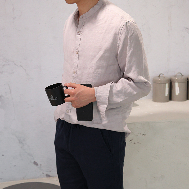 Men's Retro Standing Collar Linen Shirt