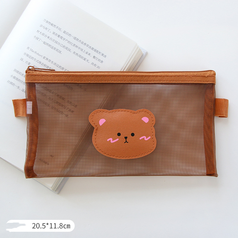 Cute Mesh Pencil Case | Transparent Bear Stationery Bag