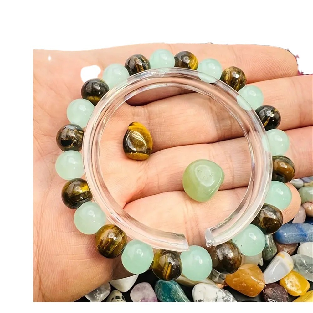 Natural Tiger Eye Stone Green Dongling Beaded Bracelet