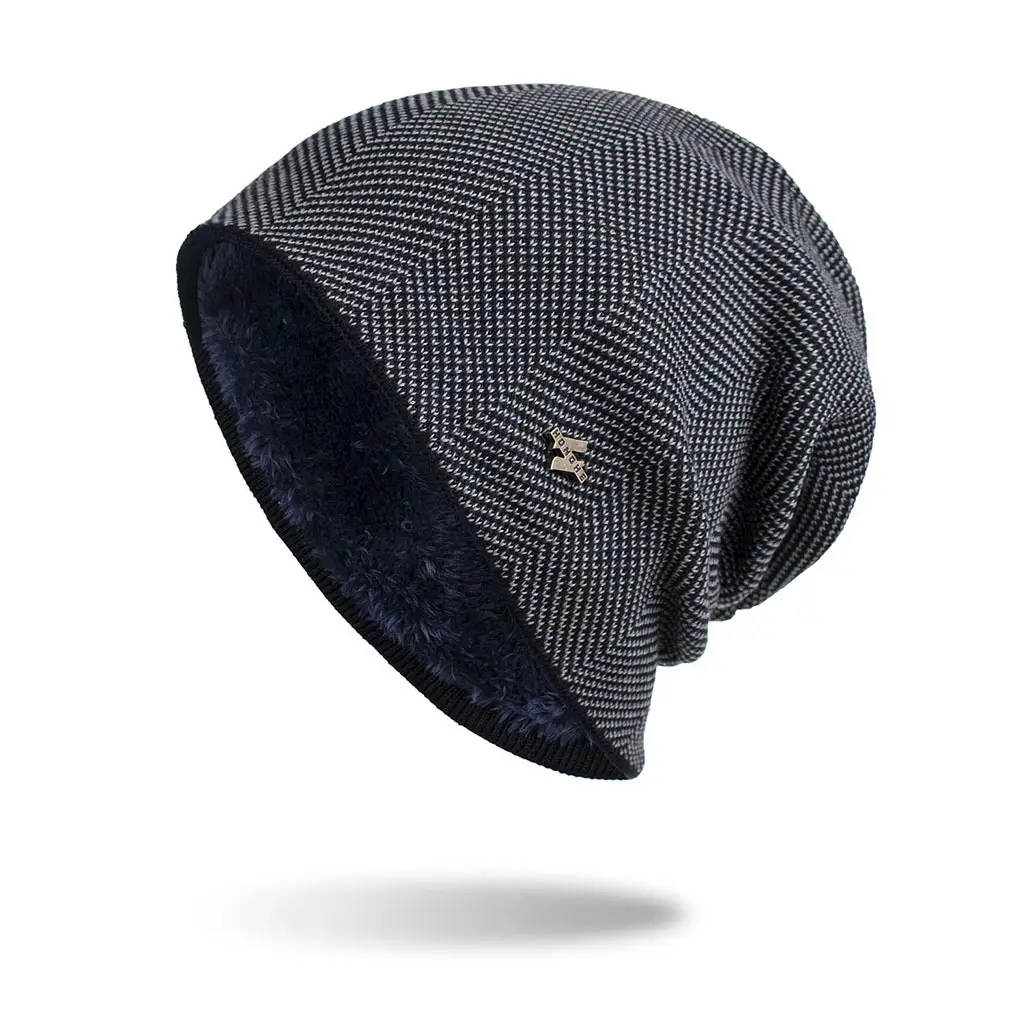 Plush H Iron Label Hood Knitted Woolen Hat