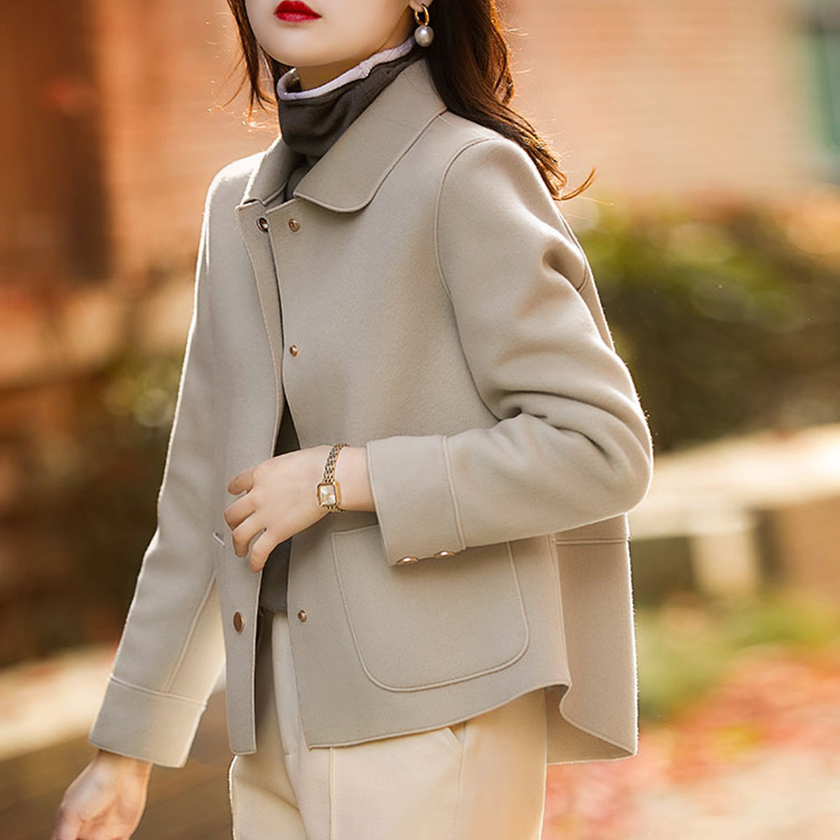 New Minimalist Lapel Short Jacket Solid Retro Women's Clothing