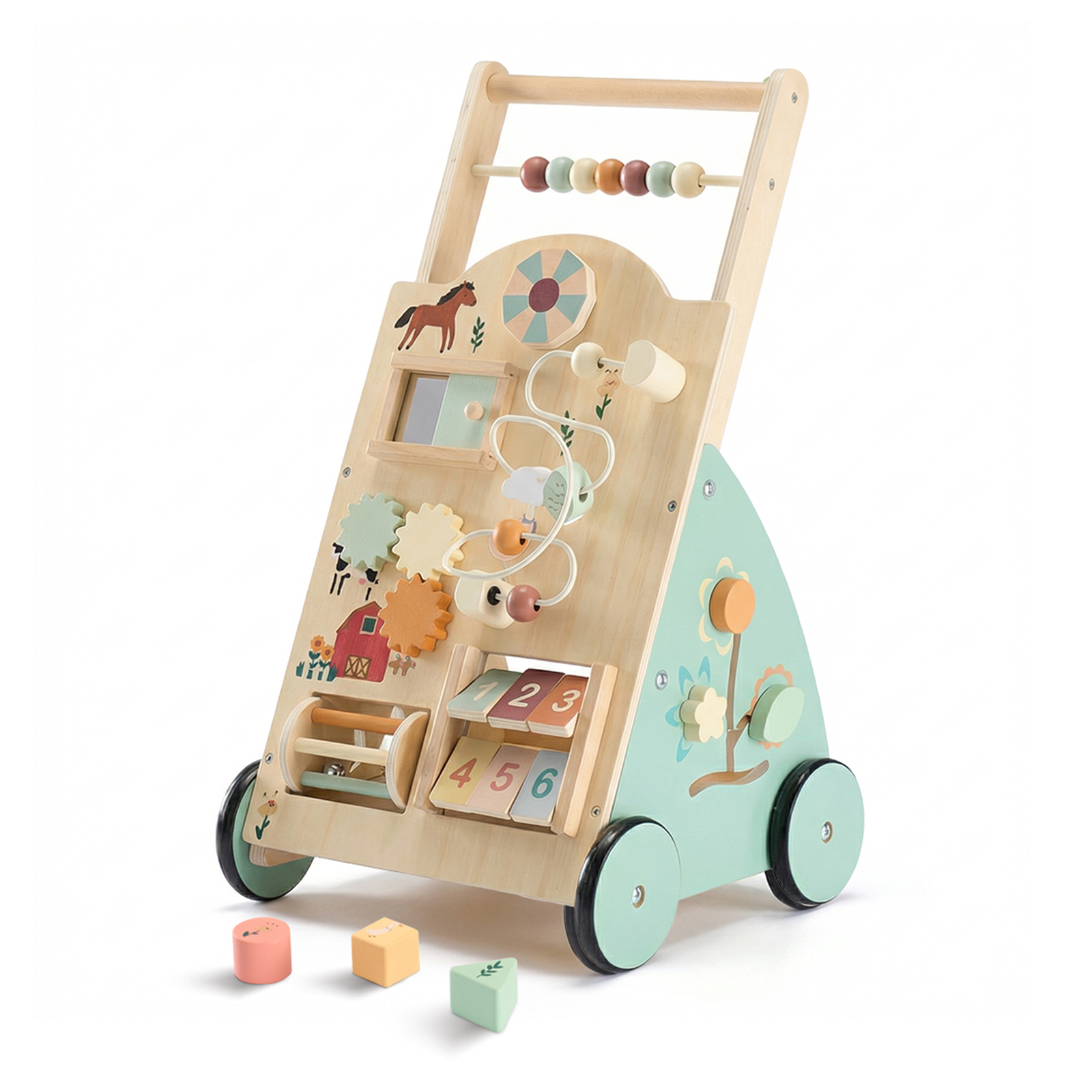 Wooden Baby Walker, Adjustable-speed Push-style Walker, Equipped With... 2