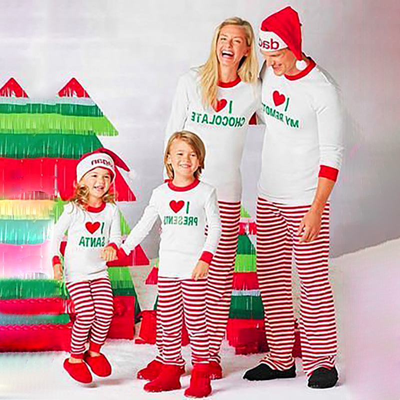 Title 6, Christmas Print Striped Leisure Parent-Child Suit