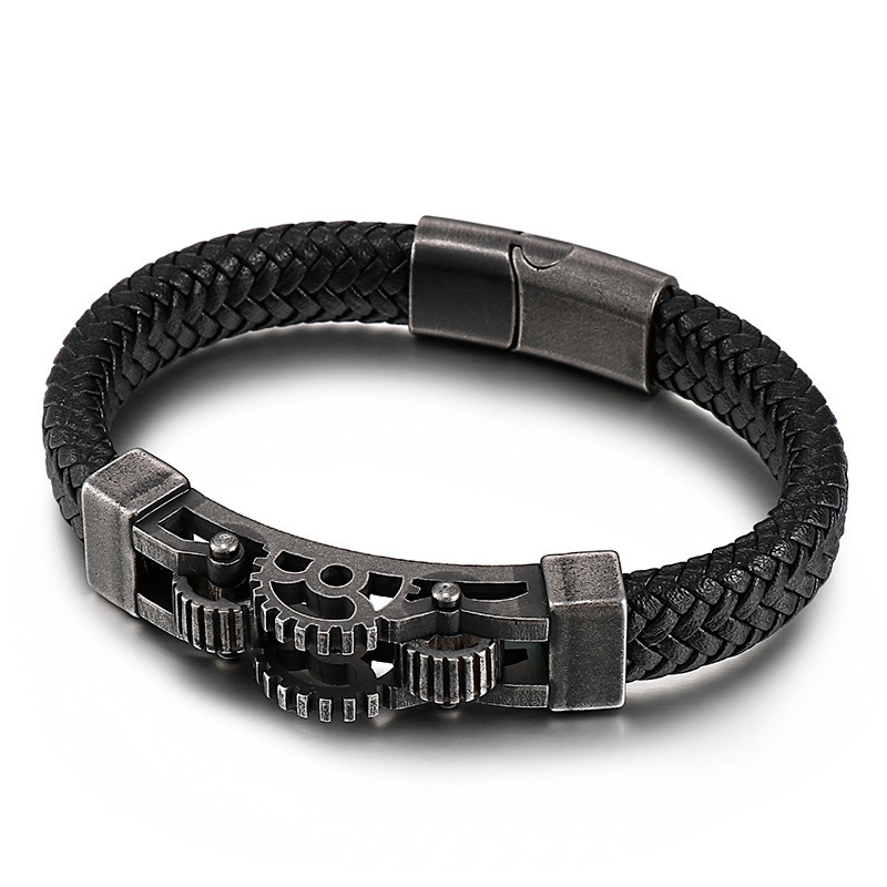 Title 5, Titanium stalen bikerarmband voor heren, gevloc...