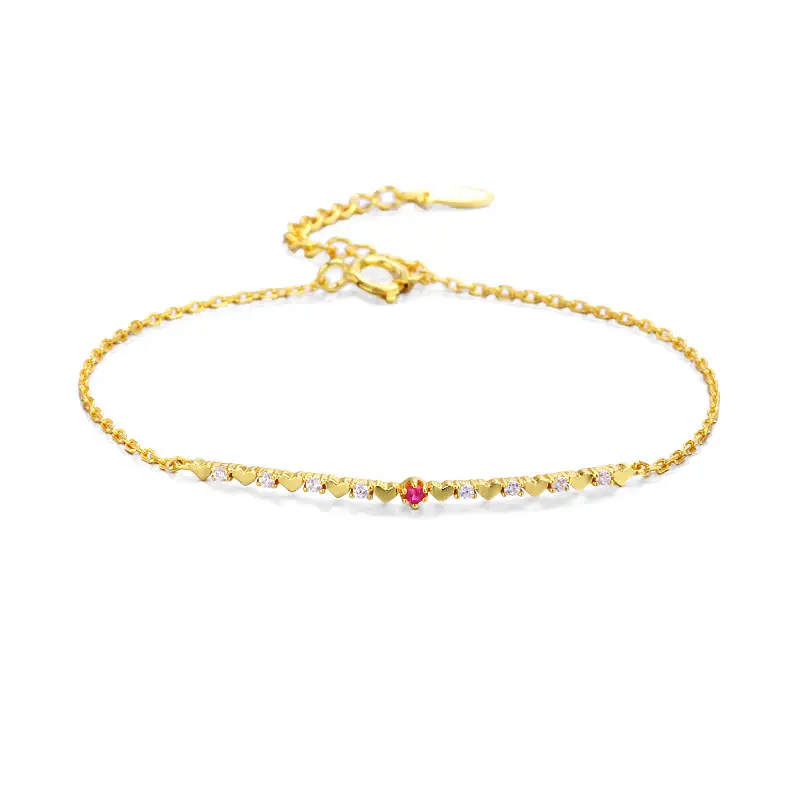 Silver Simple Versatile Heart-Shaped Small Red Heart Jewelry For Women