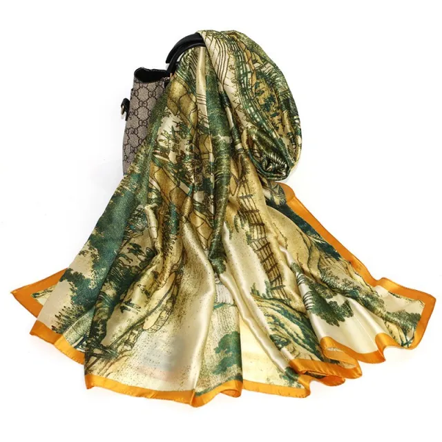 The New Korean Version Of The Silk Scarf Women All match River On The Qingming Festival - Shop at LoveMi