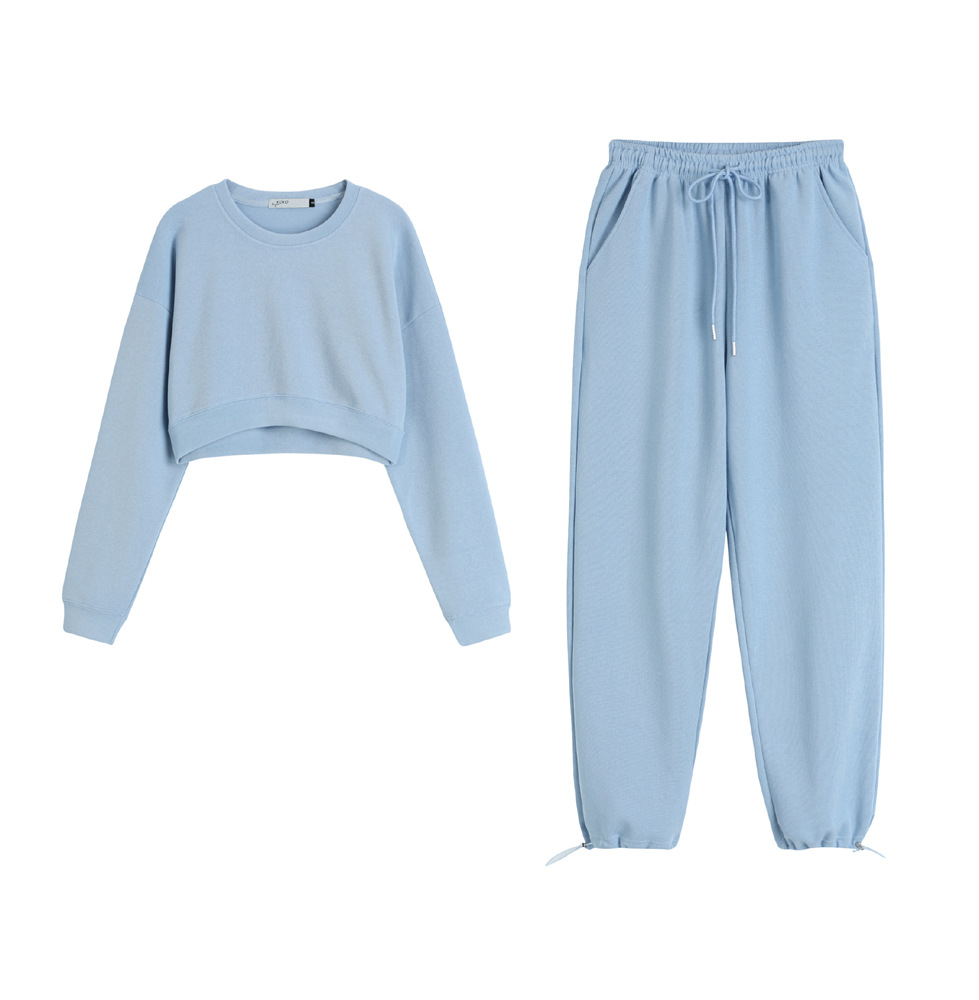 Round Neck Casual Sports Long-sleeved Sweater And Foot Guard Pants Suit