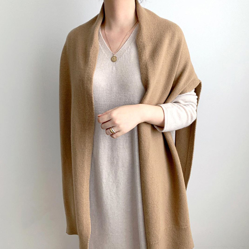 Fashionable Knitted Woolen Pure Color Warm Female Scarf