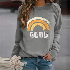 Women's Sweatshirt Round Neck Casual Loose Pullover Top Printed Long Sleeve T-shirt - 6 Style-S - View 1