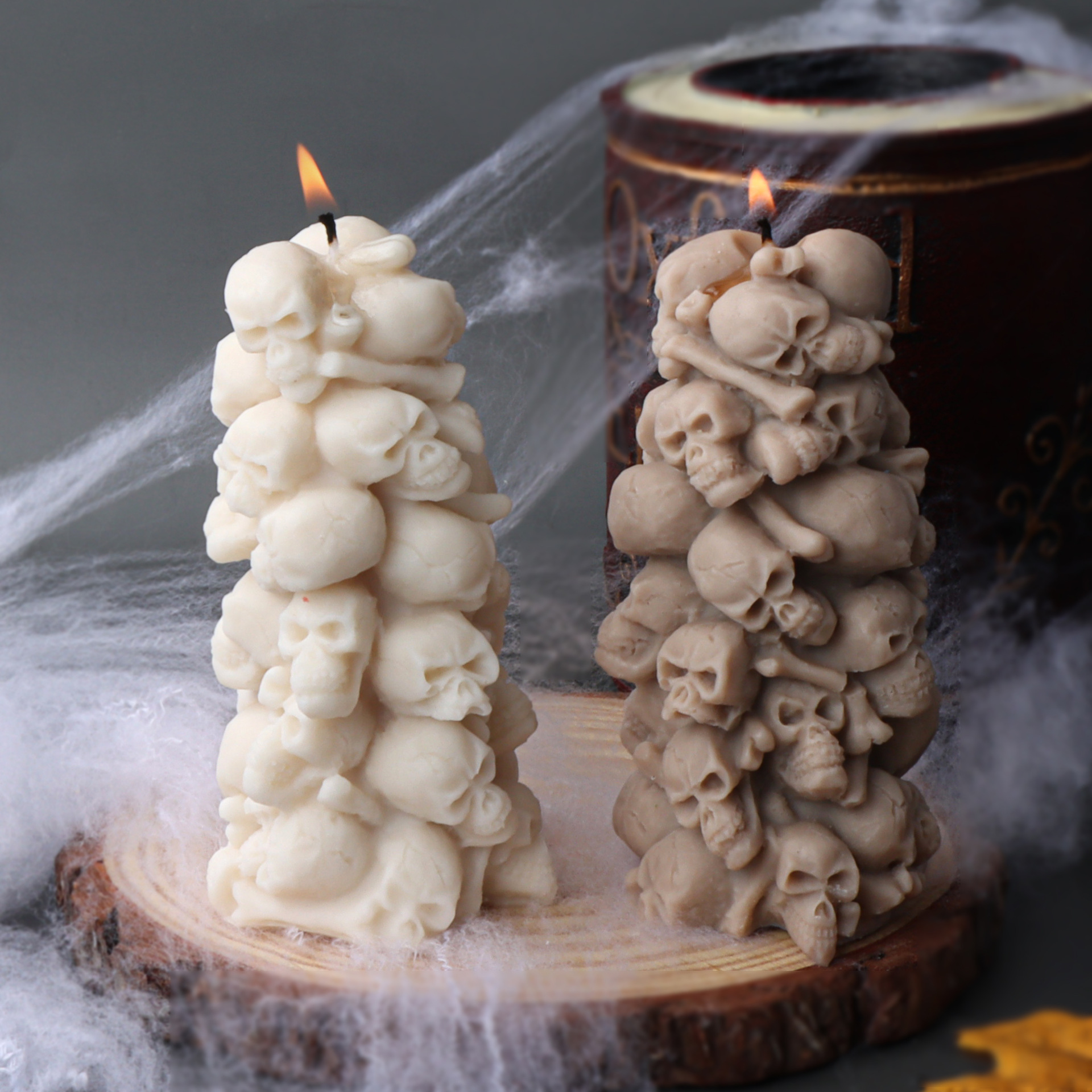 New Handmade Embossed Skull Pylon Type Candle Mould - 9