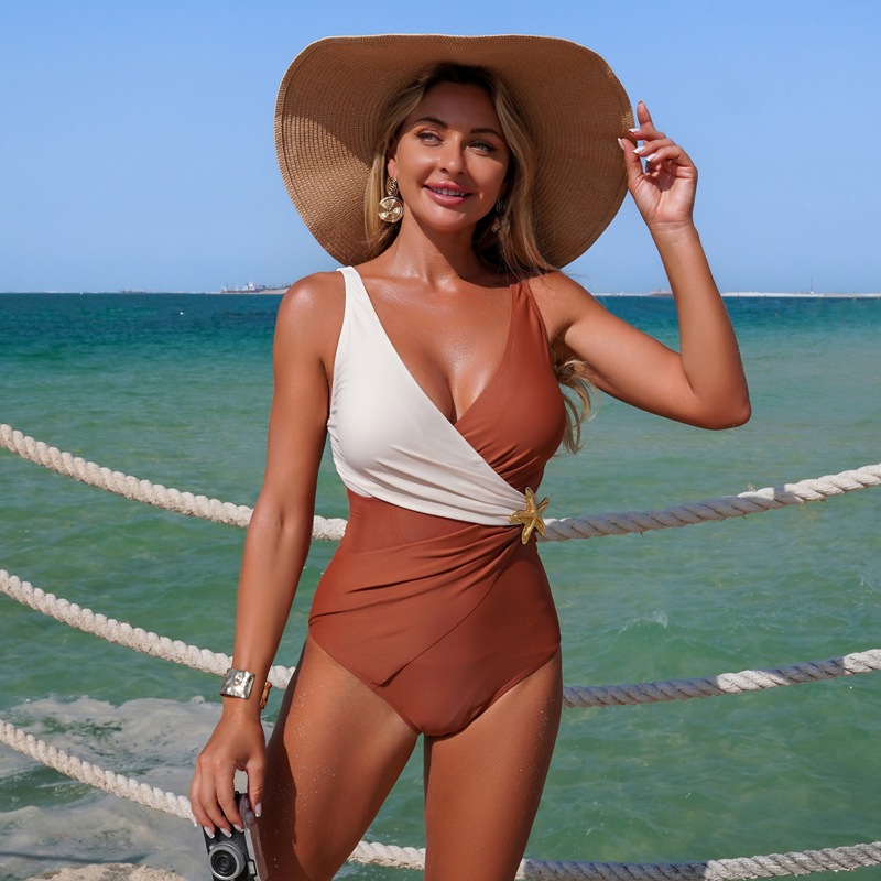 Women's Mesh Splicing One-piece Swimsuit