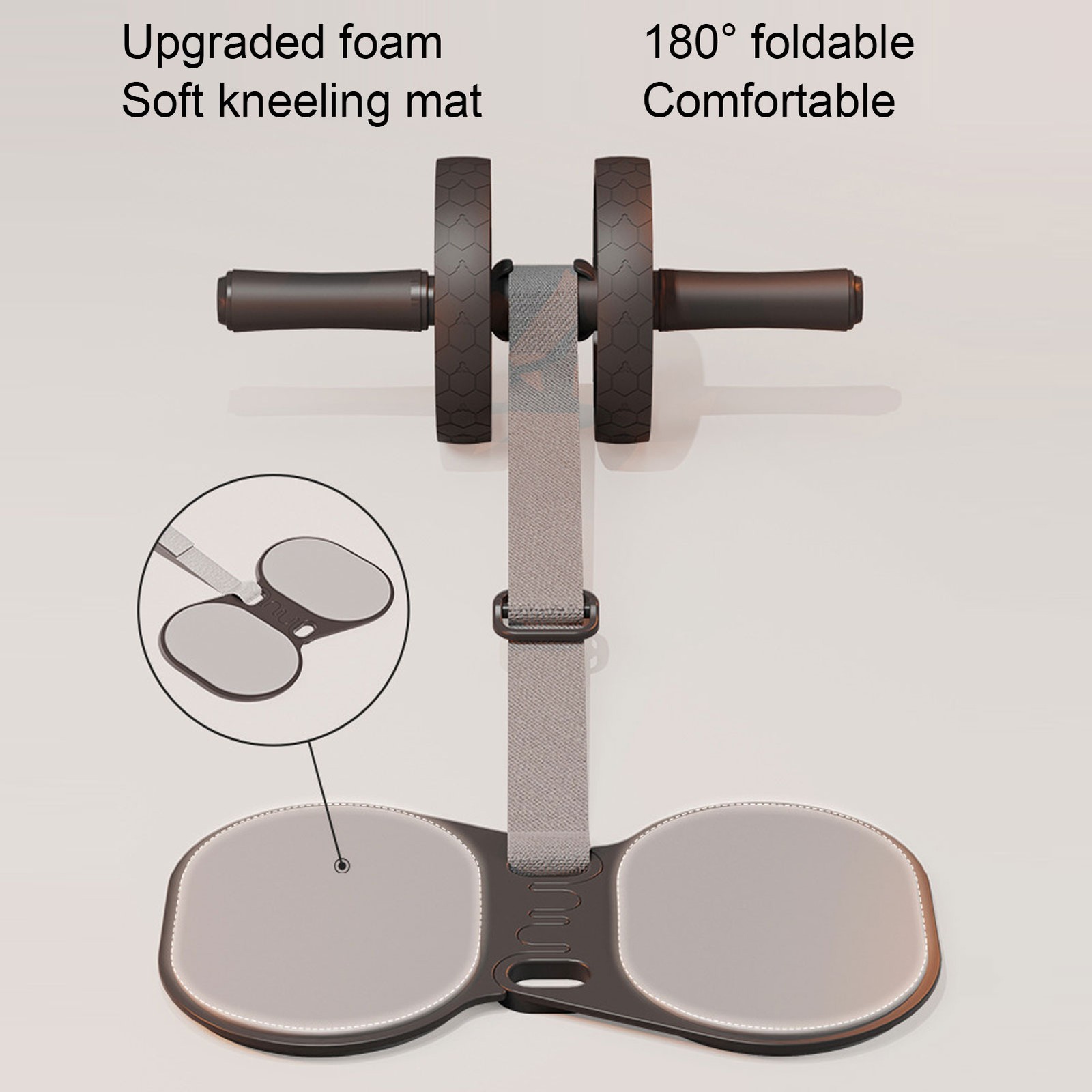 Abdominal Wheel Roller With Automatic Rebound Pull Strap Knee Pad Men Women Dual — image 3
