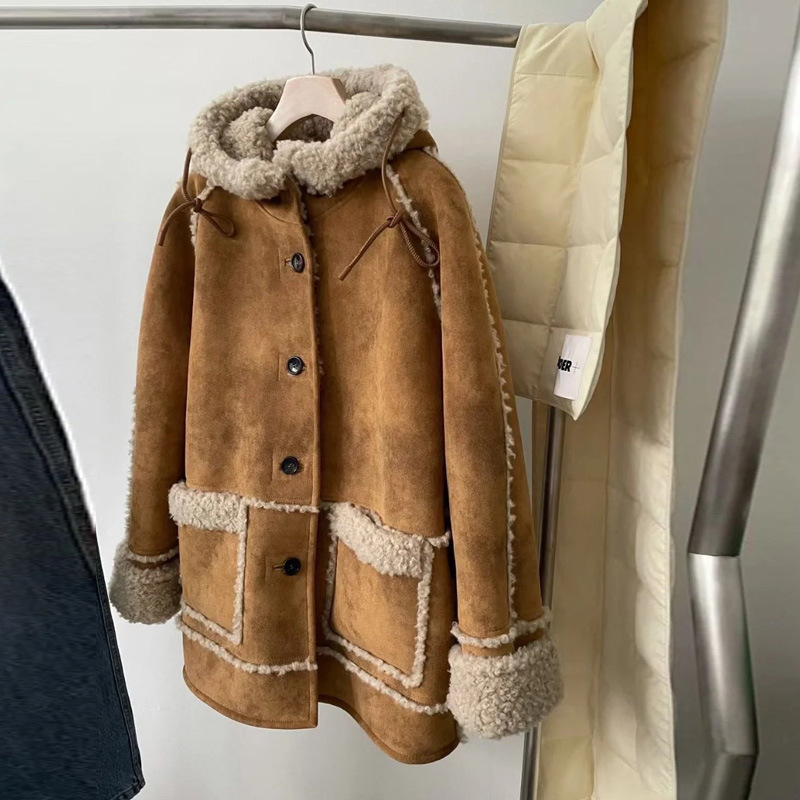 Autumn And Winter Thickened Hooded Design Sense Mid-length