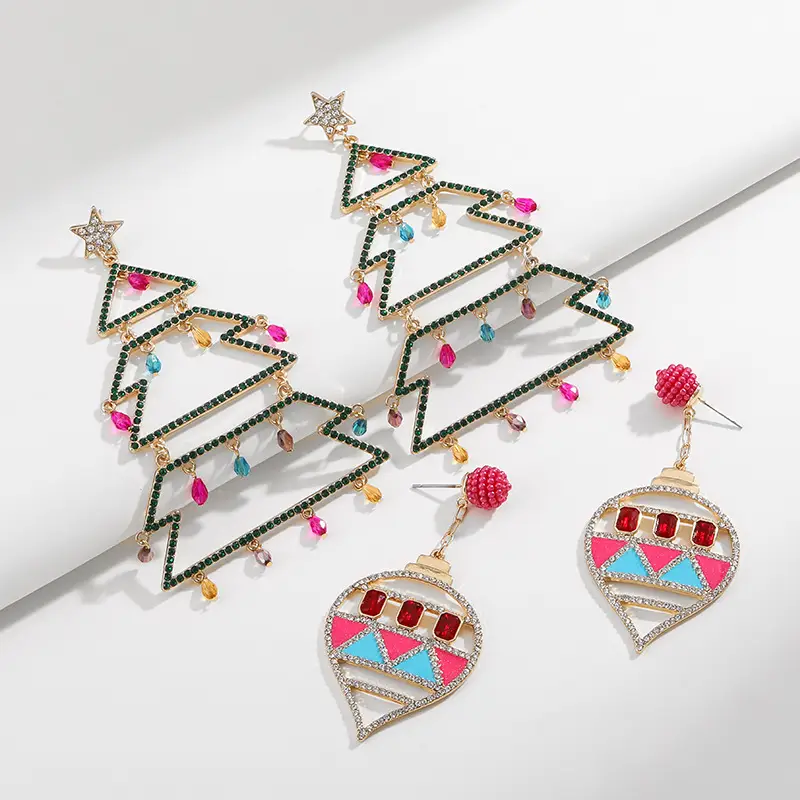European And American Fashion Party Style Personalized Earrings Christmas Tree Earrings
