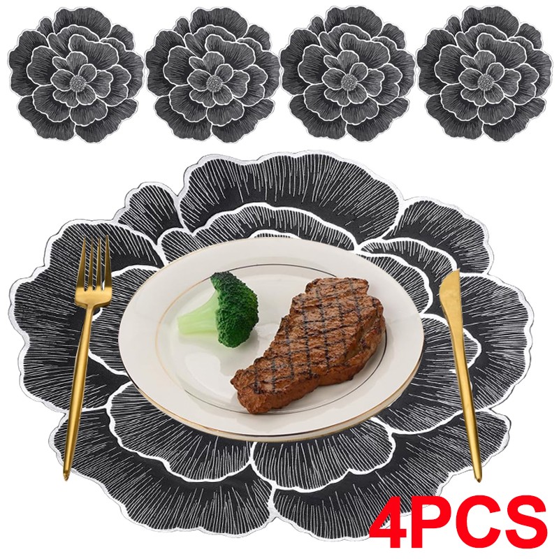 4XLuxury Flower Table Decor Placemats Round Place Mat Kitchen Dining Party — image 4