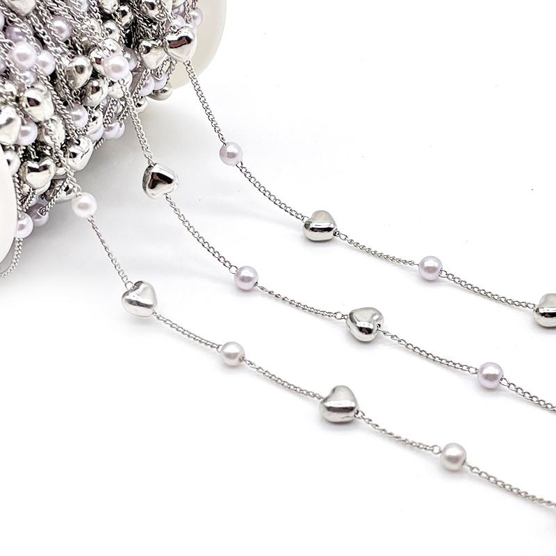 Copper Electroplating Highlight Pearl Love Handmade Chain