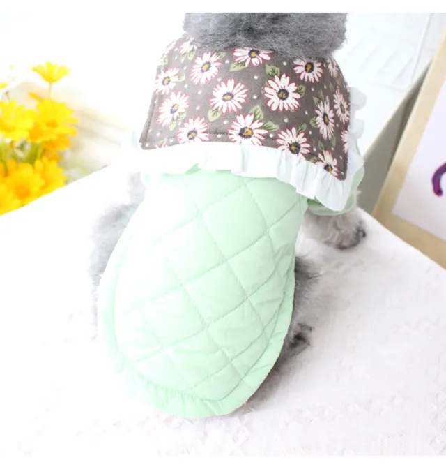 Pet Winter Clothes Puppy Dog Clothes Small Dog Teddy Collar Green - Shop at LoveMi