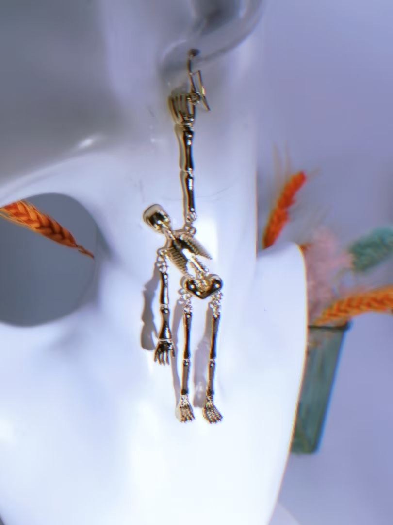 Gothic Skeleton Dangle Earrings - Jewelry & Watches