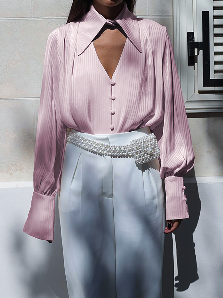 Women's Fashion Loose Lapel Long Sleeves Shirt