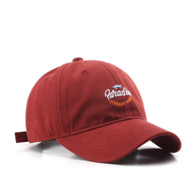 Fashion Trend Little Fish Cartoon Letter Embroidered Baseball Cap Wine Red - Shop at LoveMi