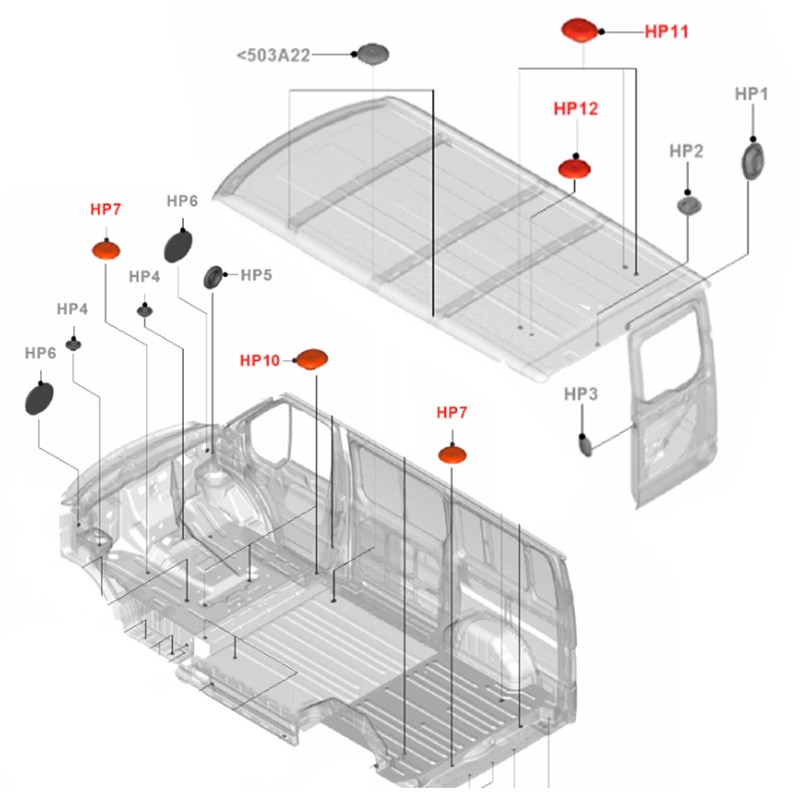 FITS FORD TRANSIT CUSTOM - ROOF HOLE RUBBER GROMMET PLUG - CENTRE OF - X 6 — image 3