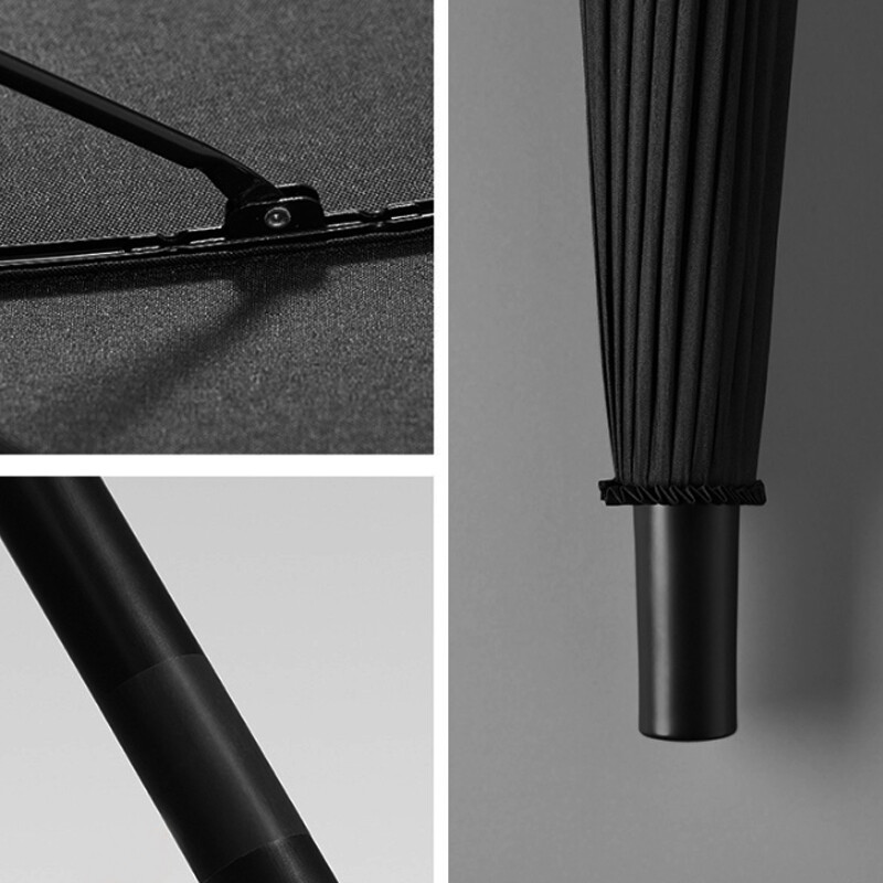 24 Ribs Umbrella Classic Large Umbrellas Strong Windproof Stormproof Black V