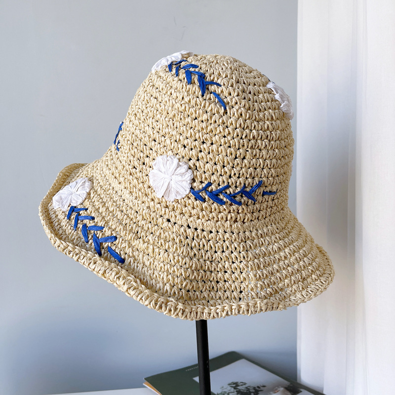 Embroidered Flowers, Sun Protection, Seaside Beach Hat