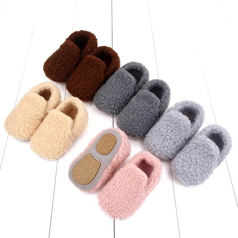 Solid Color Baby Toddler Shoes Plus Velvet Soft Rubber