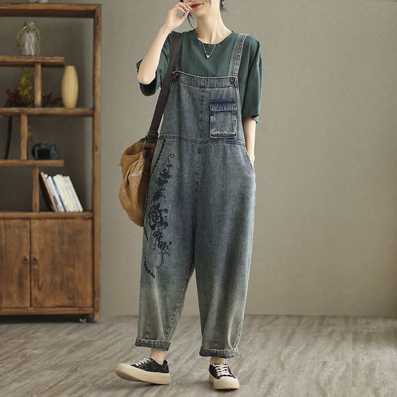 Women's Summer Retro Nostalgic Ripped Denim Overalls - Image 6