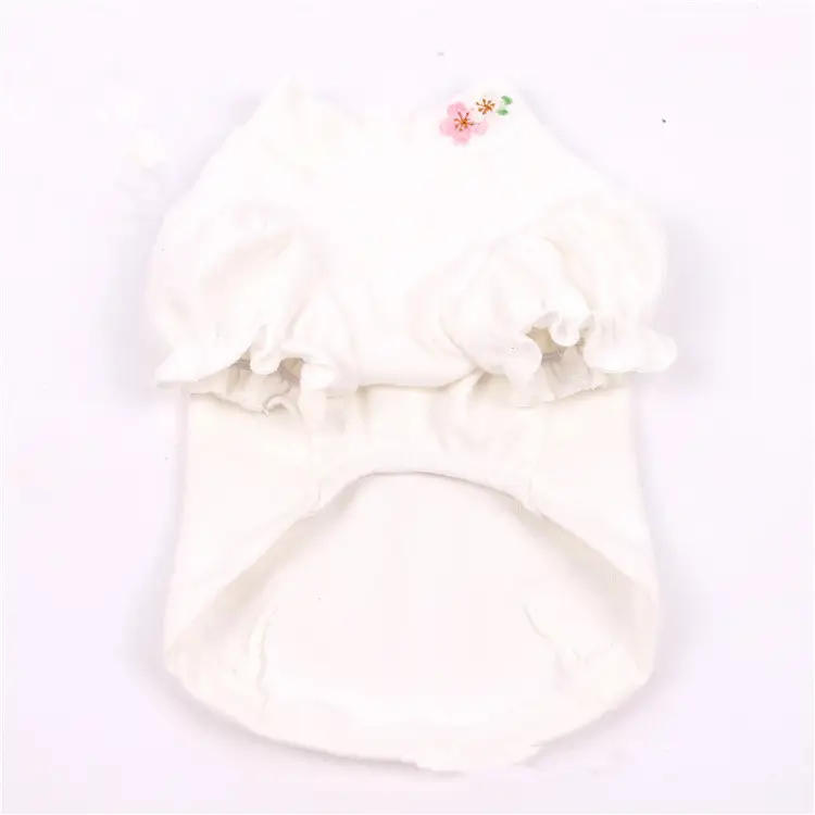 New Pet Clothes Cotton Embroidered Puff Sleeves With Cute Dog Underneath