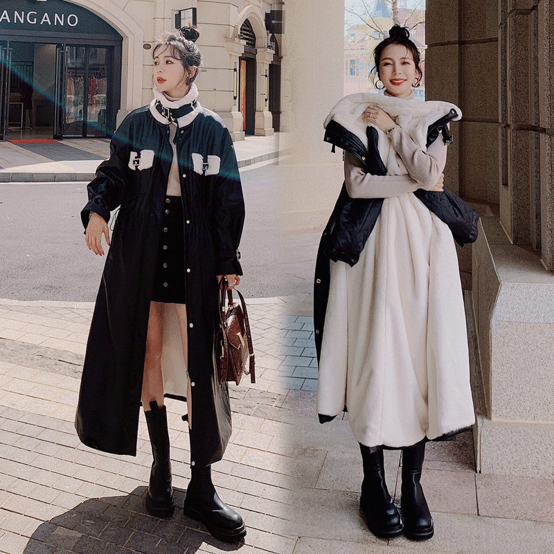 Pu Fur Coat Rabbit Fur Pie Overcoming Cotton Coat Women