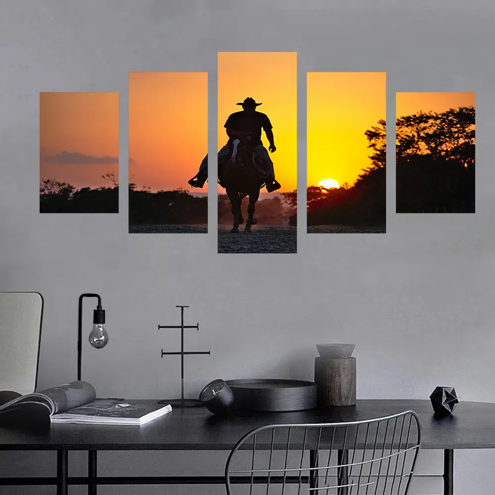 Vintage American Western Cowboy Canvas Painting Poster