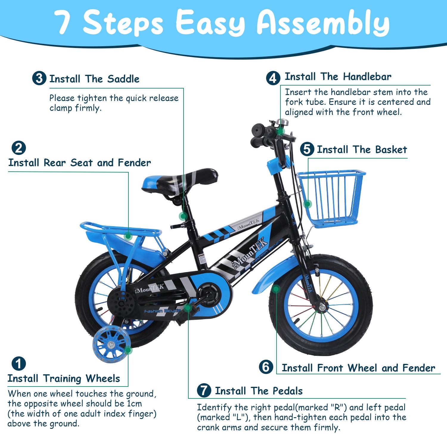 1Set 16In Kids Bike with Training Wheels Children Bicycle β photo 7